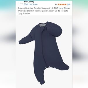 NIB Purcomfy Navy Blue Toddler Age 2-4/38-50lb Bamboo Sleep Suit XL